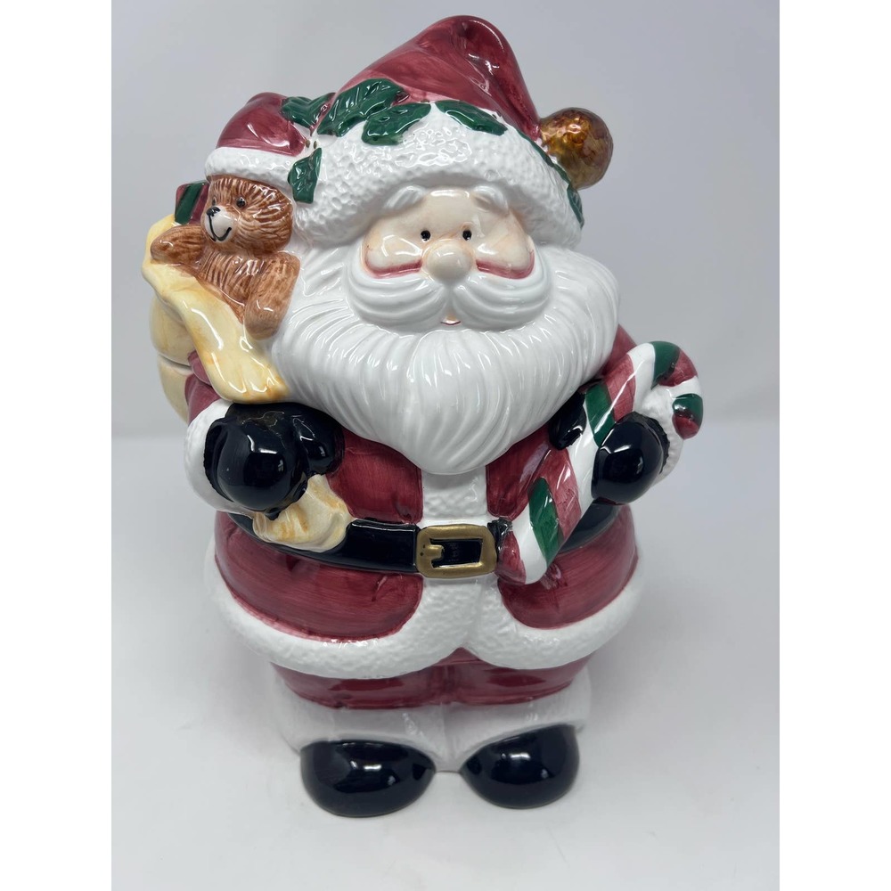 Santa Claus 1987 Jay Made in‎ China Bag of Toys Teddy Bear Candy Cane 14" Tall x